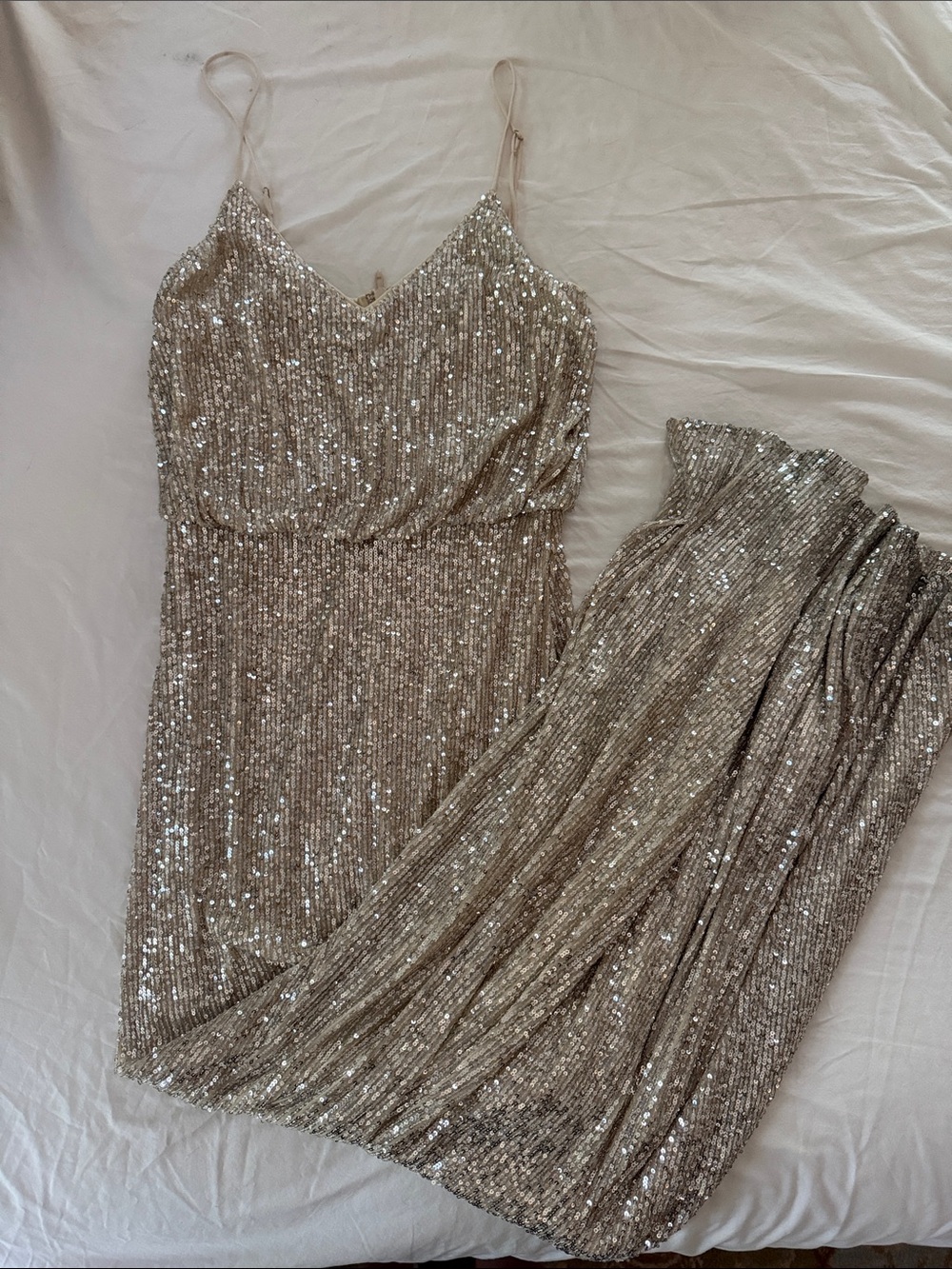 Lulus Sequined Champagne Slip Dress